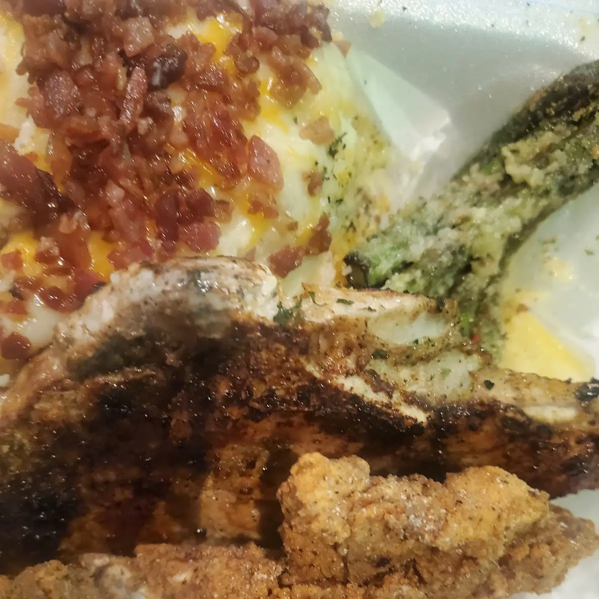 Turkey Chops Asparagus & Loaded Mashed Potatoes
