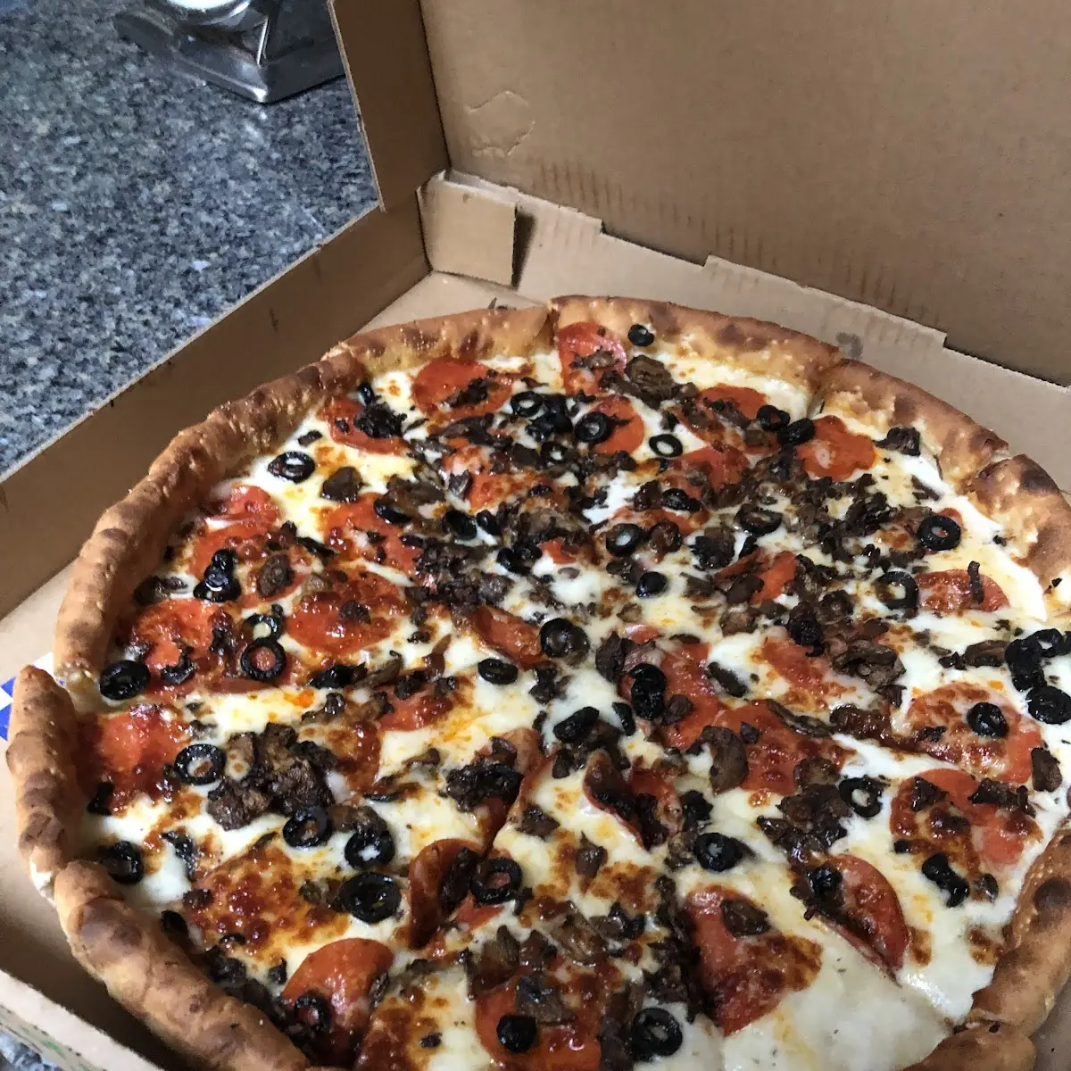 Deep Dish Pepperoni Mushroom and Olive