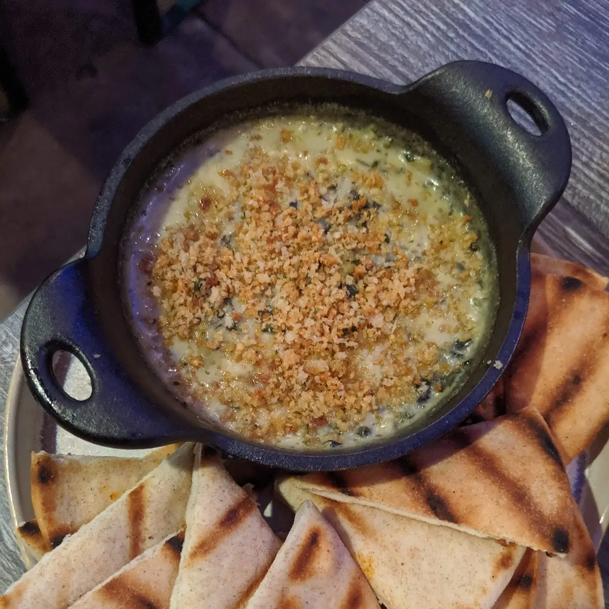 Spinach Artichoke Dip with Pita Bread