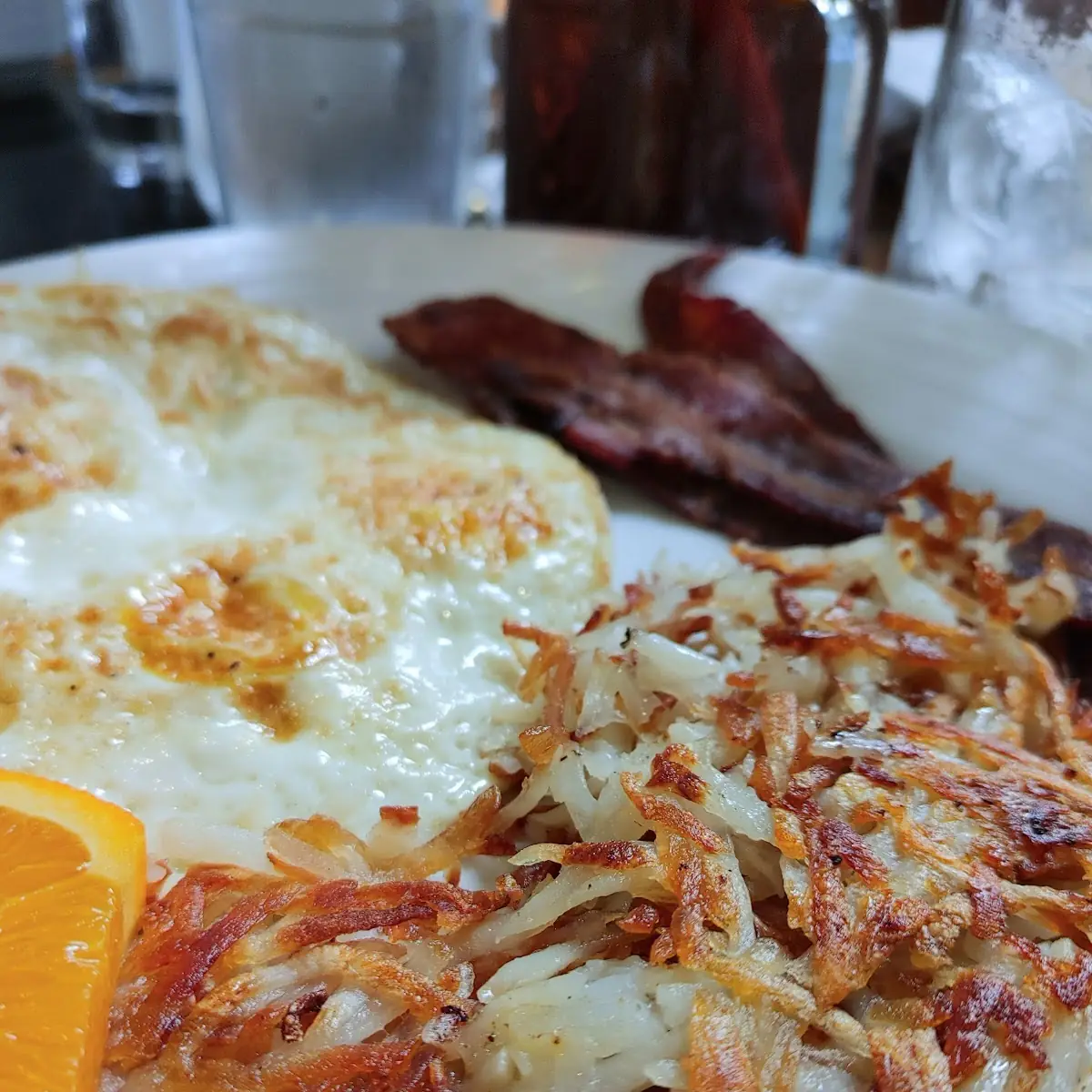 Two Eggs with Bacon Hash Browns