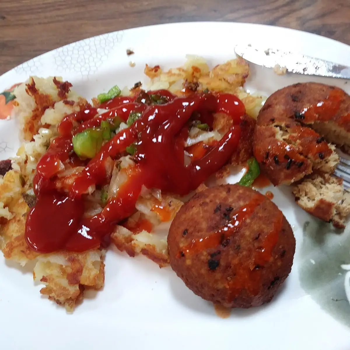 Home Fries and Salmon Cakes