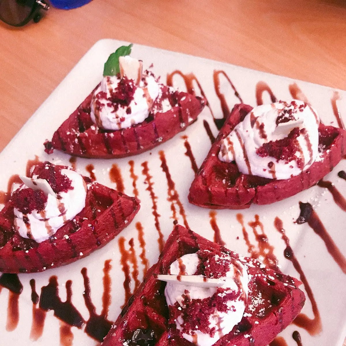 Red Carpet Red Velvet Waffle with Taro Cream Cheese
