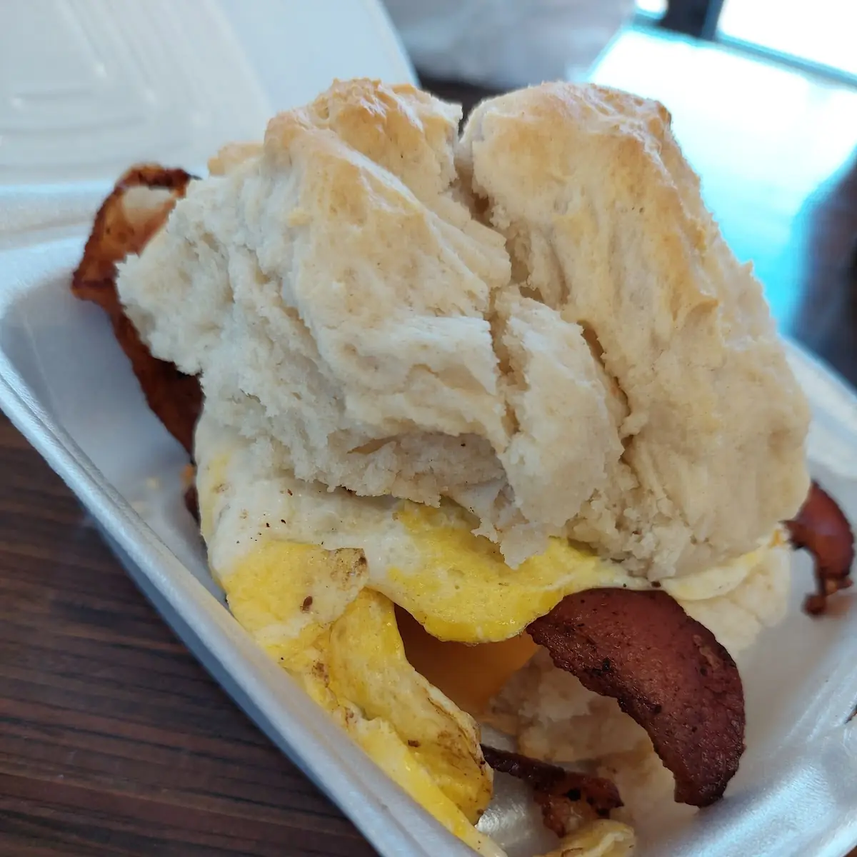 Bacon Egg and Cheese on a Biscuit