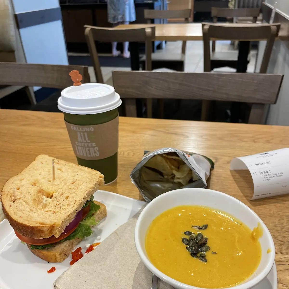 Pumpkin Soup with a Sandwich