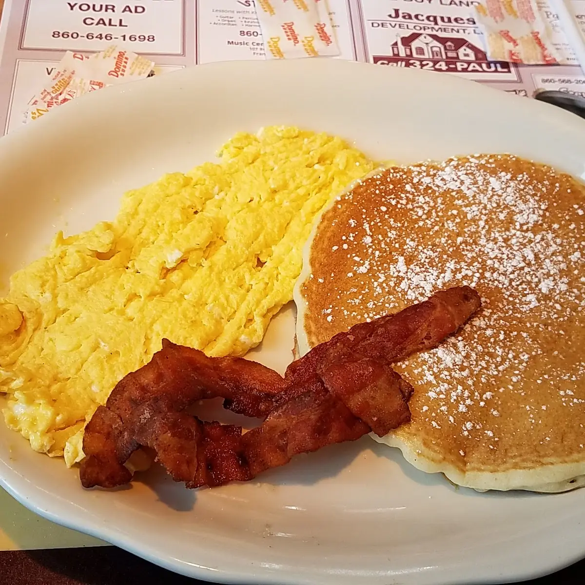 Bacon Eggs and Pancake Breakfast