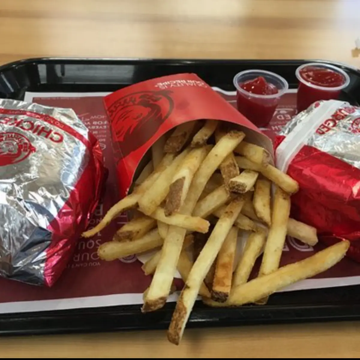Spicy Chicken Sandwichand a Dave's Single Burger