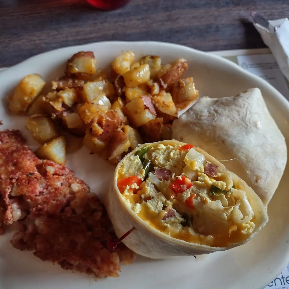 Kielbasa Egg Pepper Onion Burrito