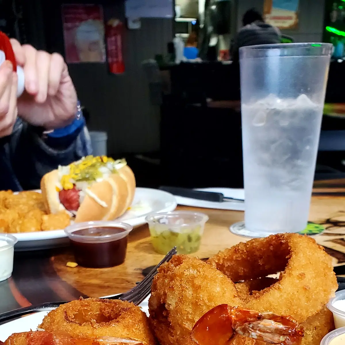 Bacon Wrapped Shrimp with Onion Rings
