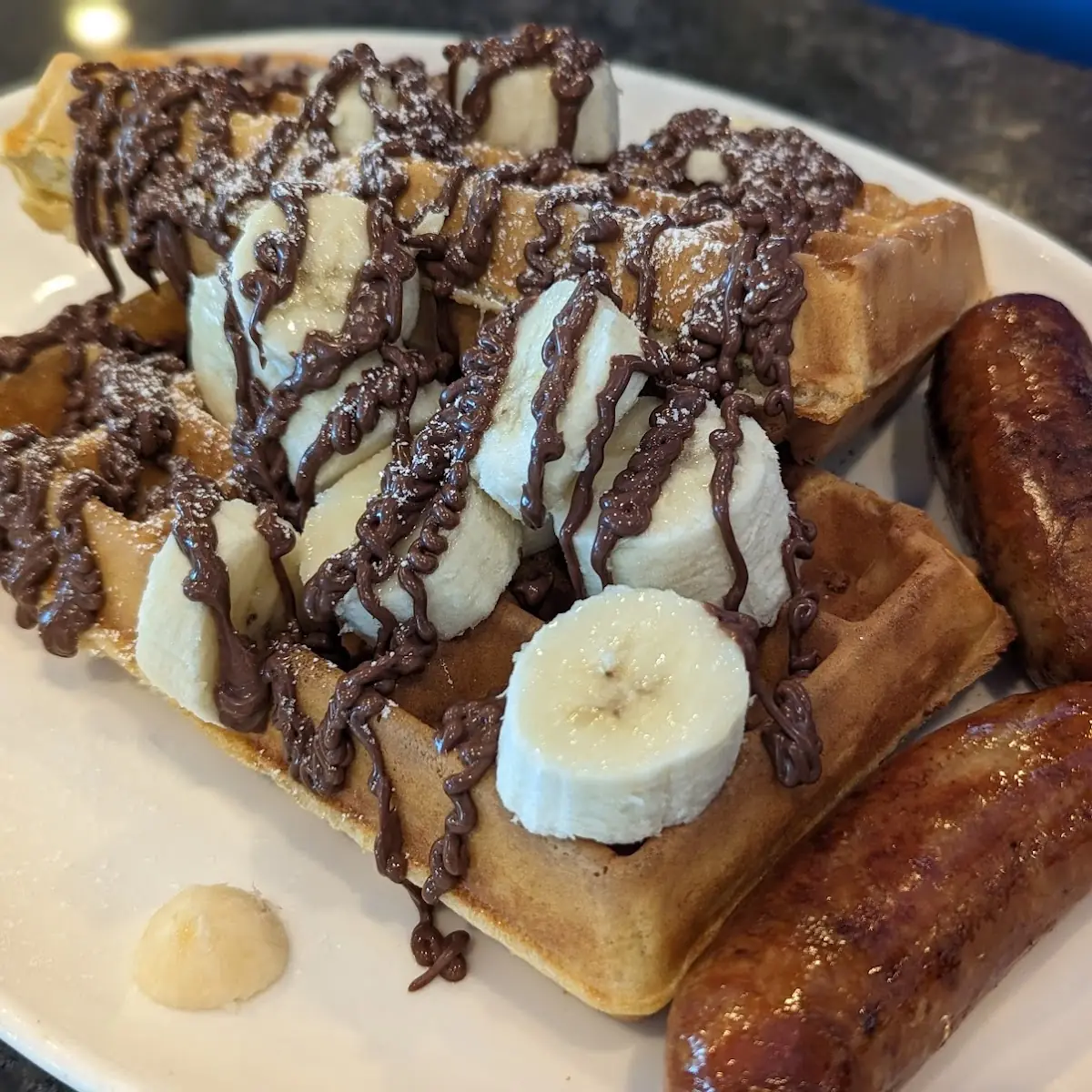 Belgian Waffle with Bananas & Nutella