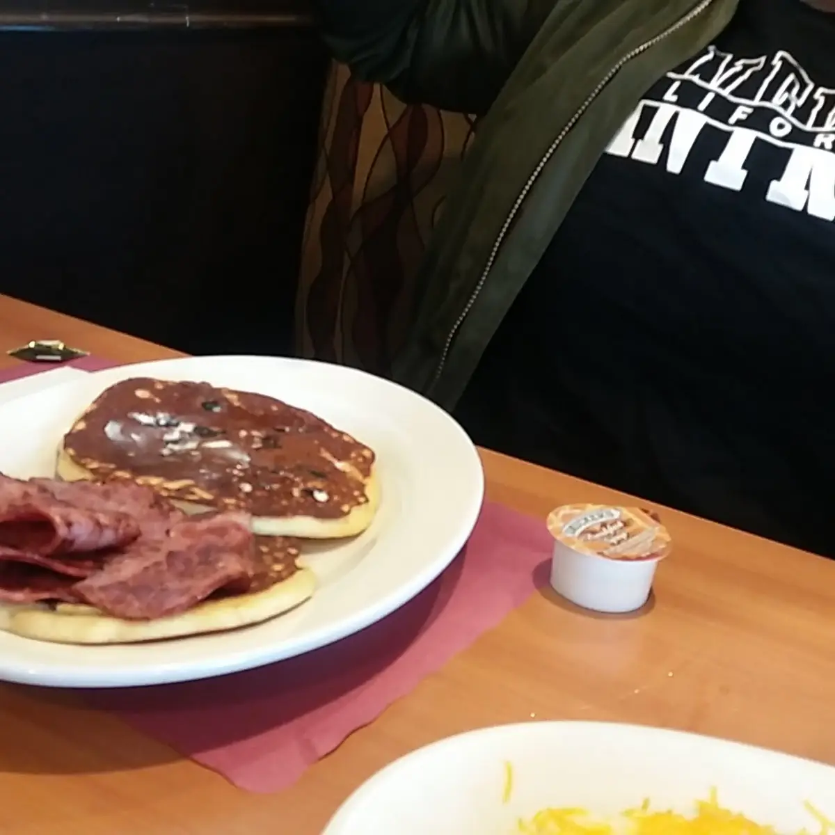 Turkey Bacon and Blueberry Pancakes