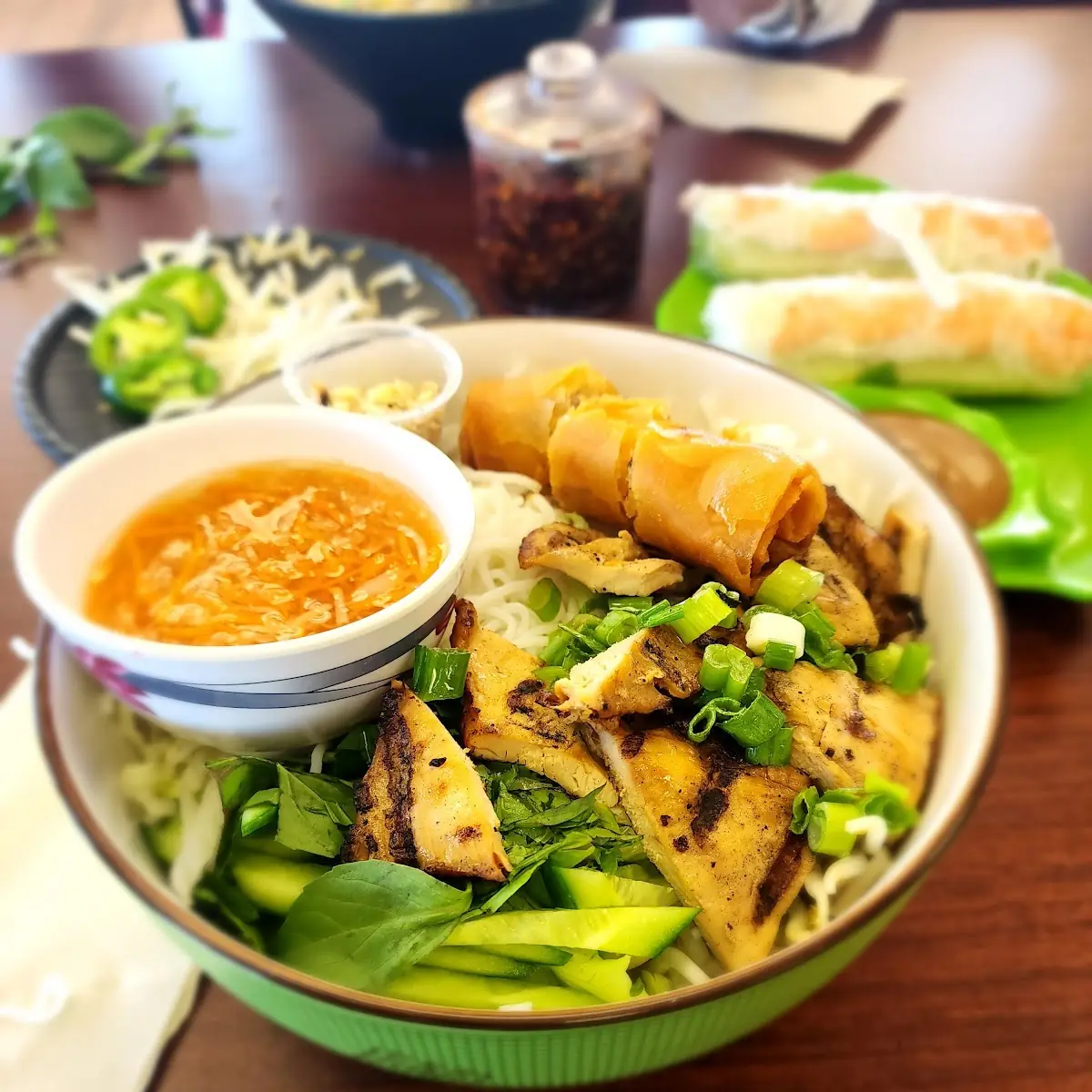 Grilled Chicken with Egg Roll Vermicelli
