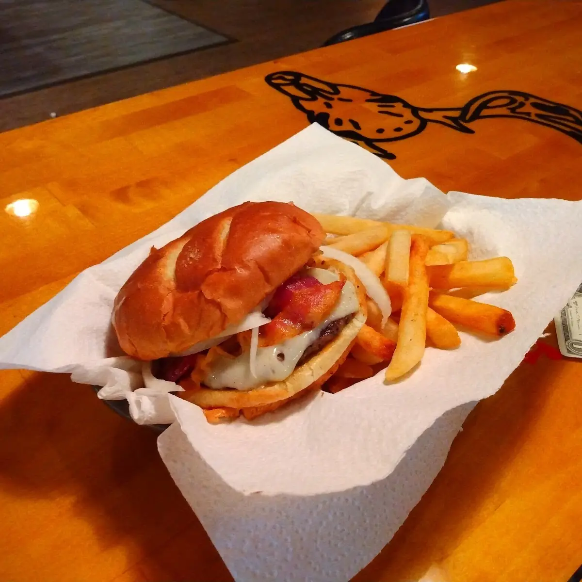 Bacon Swiss Burger & Fries