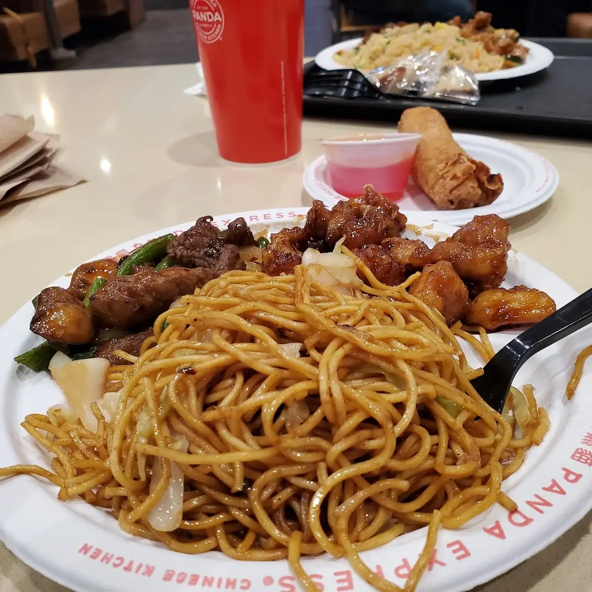 Chow Mein Orange Chicken and Beef Stir Fry