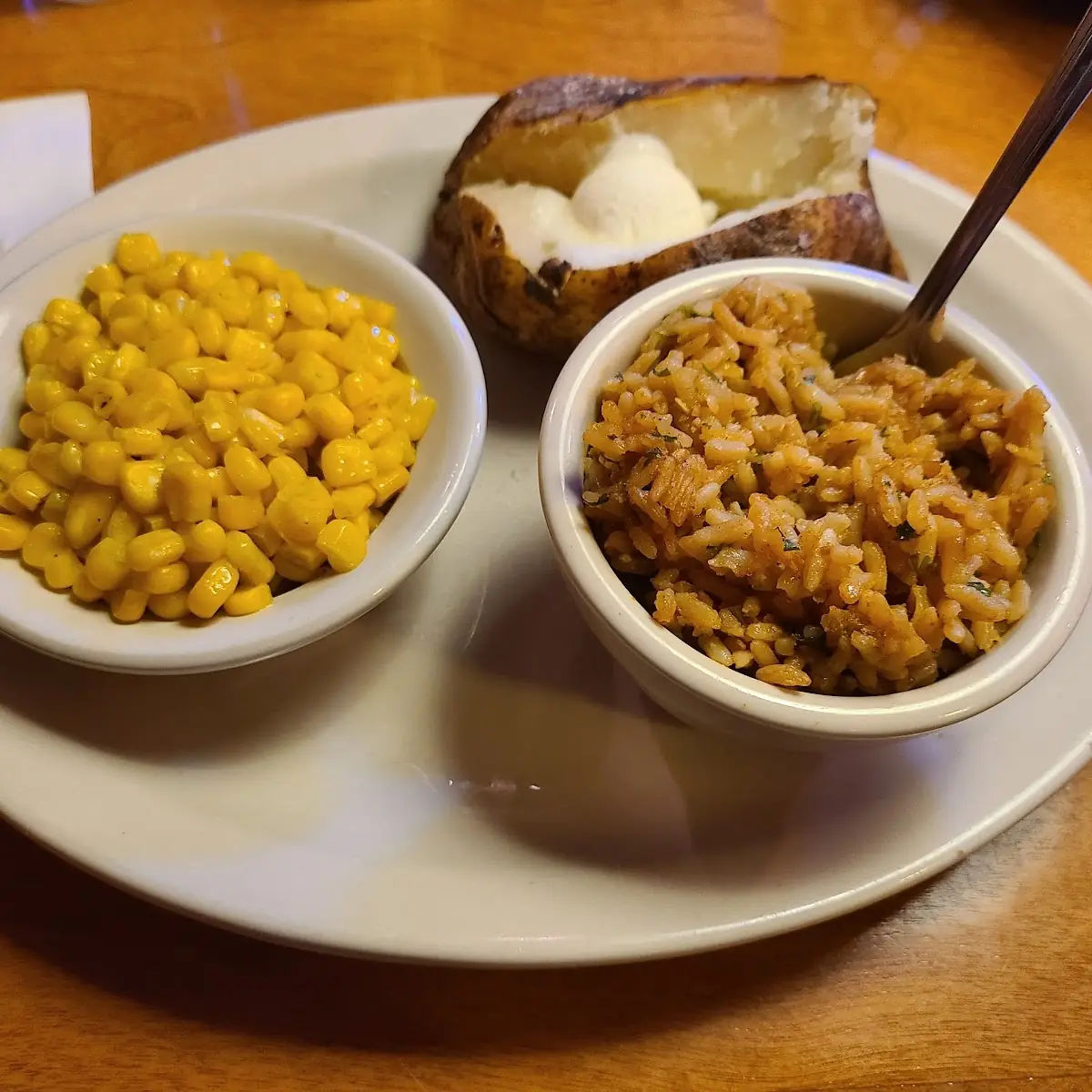Buttered Corn House Salad Steak Fries