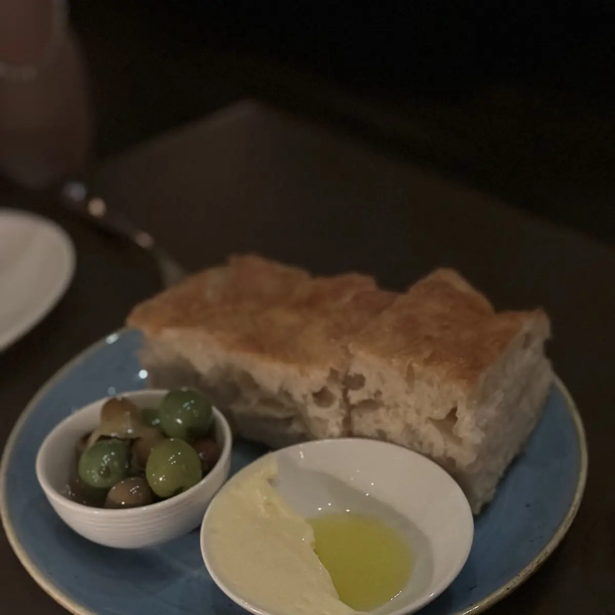 Focaccia Bread and Olives
