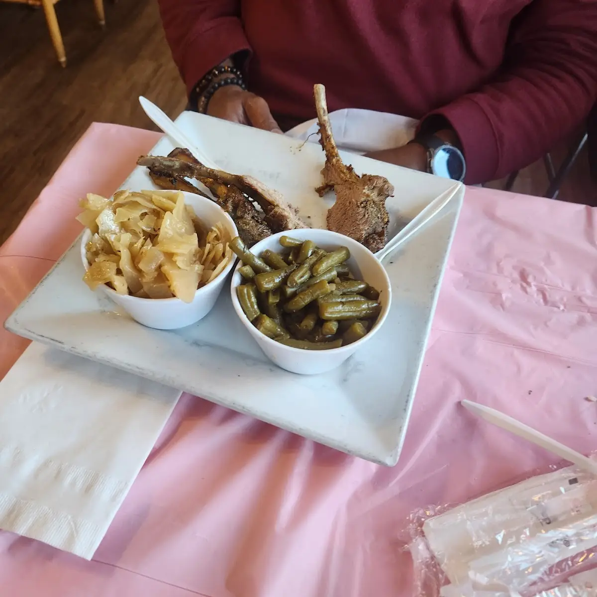 Lamb Chops Mac and Cheese Green Beans