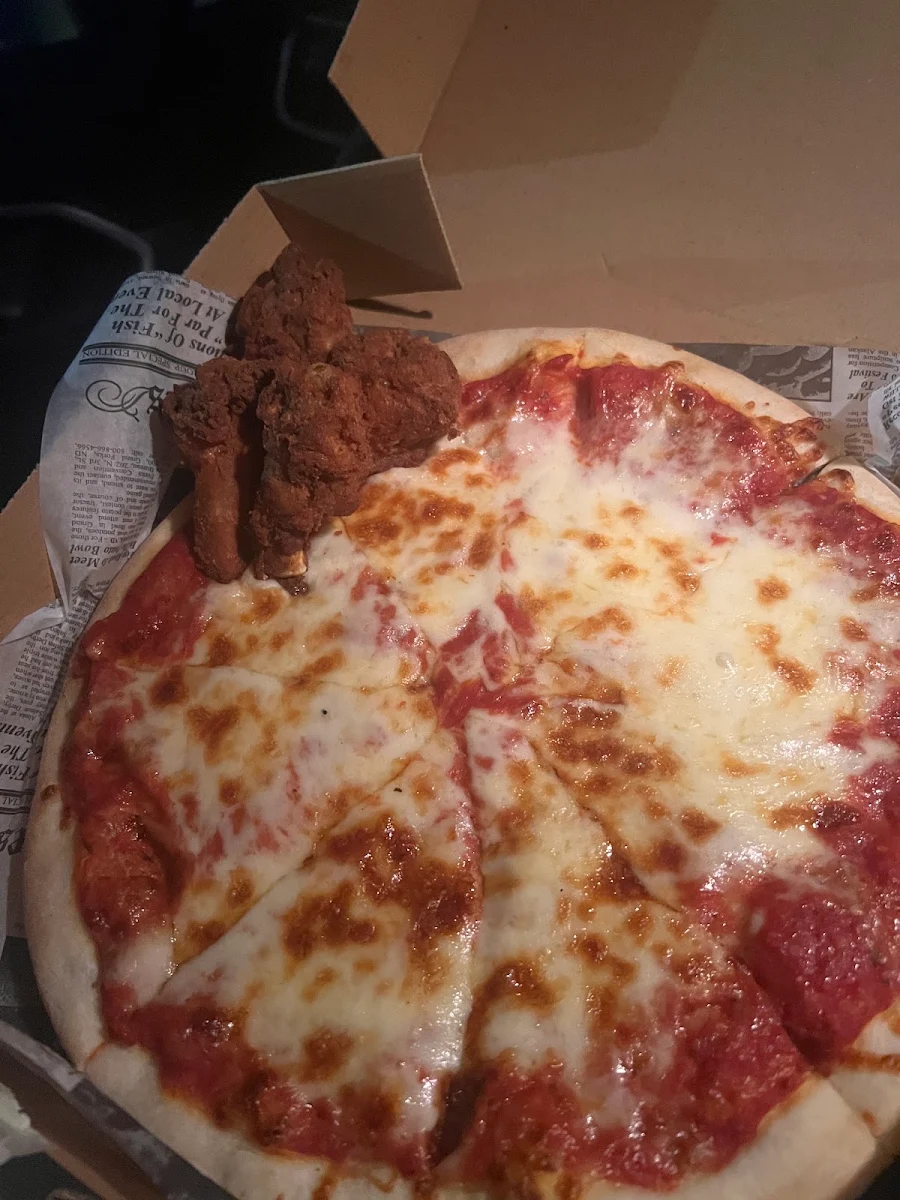 Plain Cheese Pizza and Wings