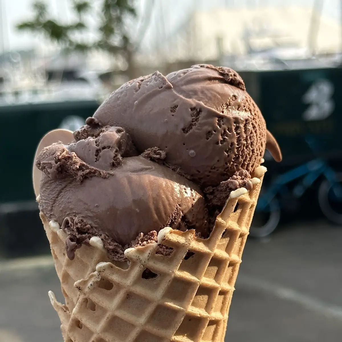 Chocolate Ice Cream with Waffle Cone