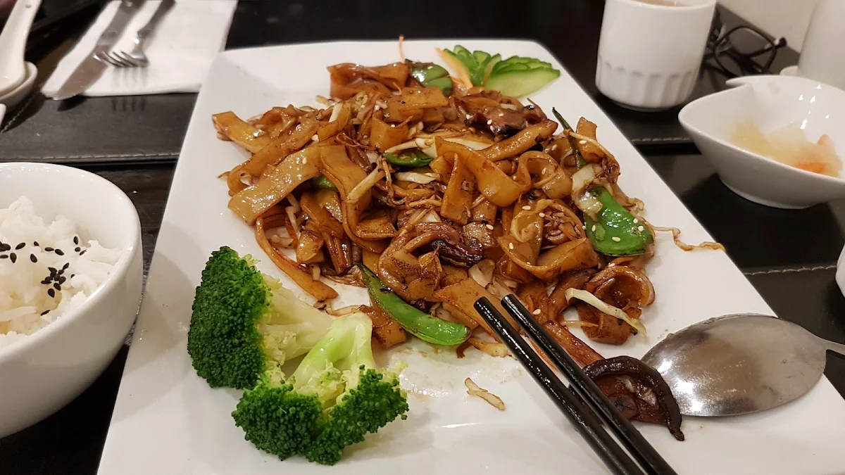 Stir Fried Flat Rice Noodle & Assorted Mushroom in Soy Sauce, Joy Veg Fruit Dining Belmore