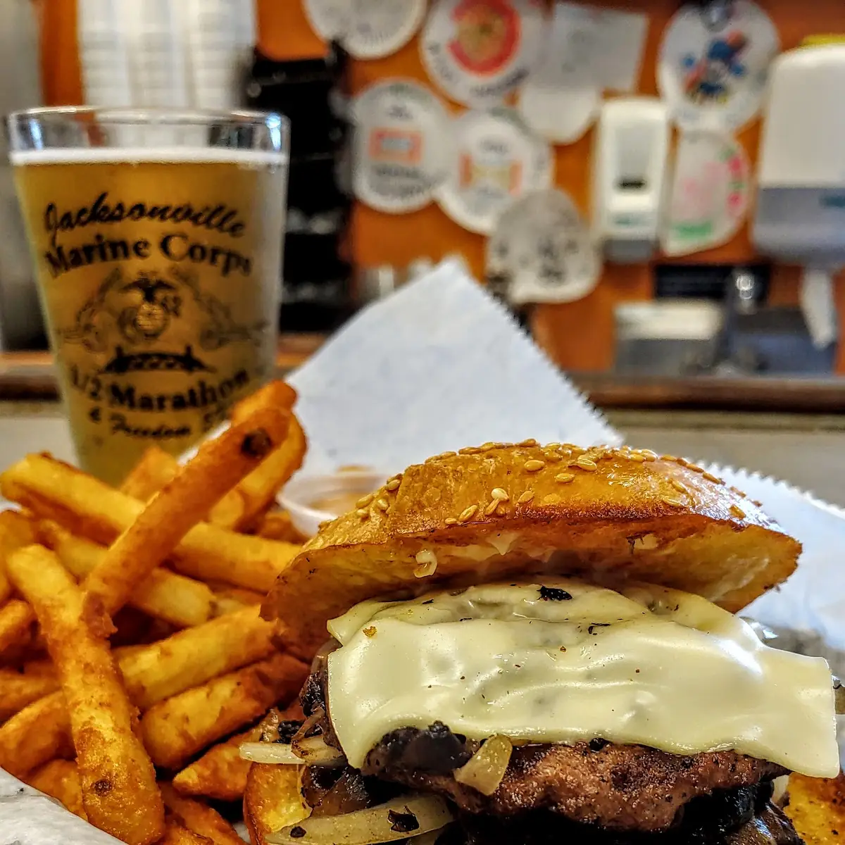 Mushroom Swiss Burger & Fries