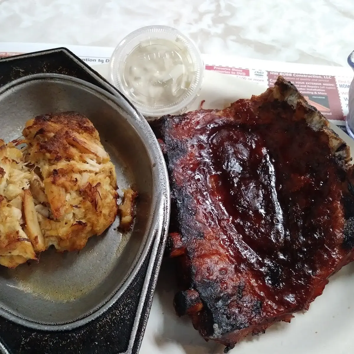 1 2 Rack BBQ Ribs w Crabcake