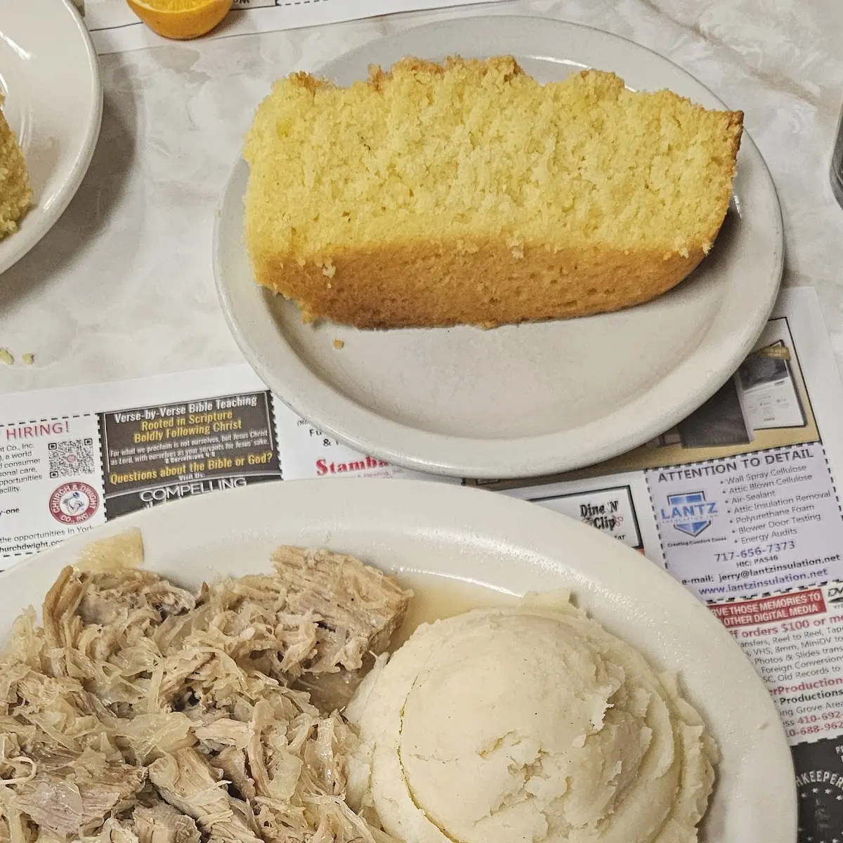 Pork and Saurkraut Mashed Potatoes and Cornbread