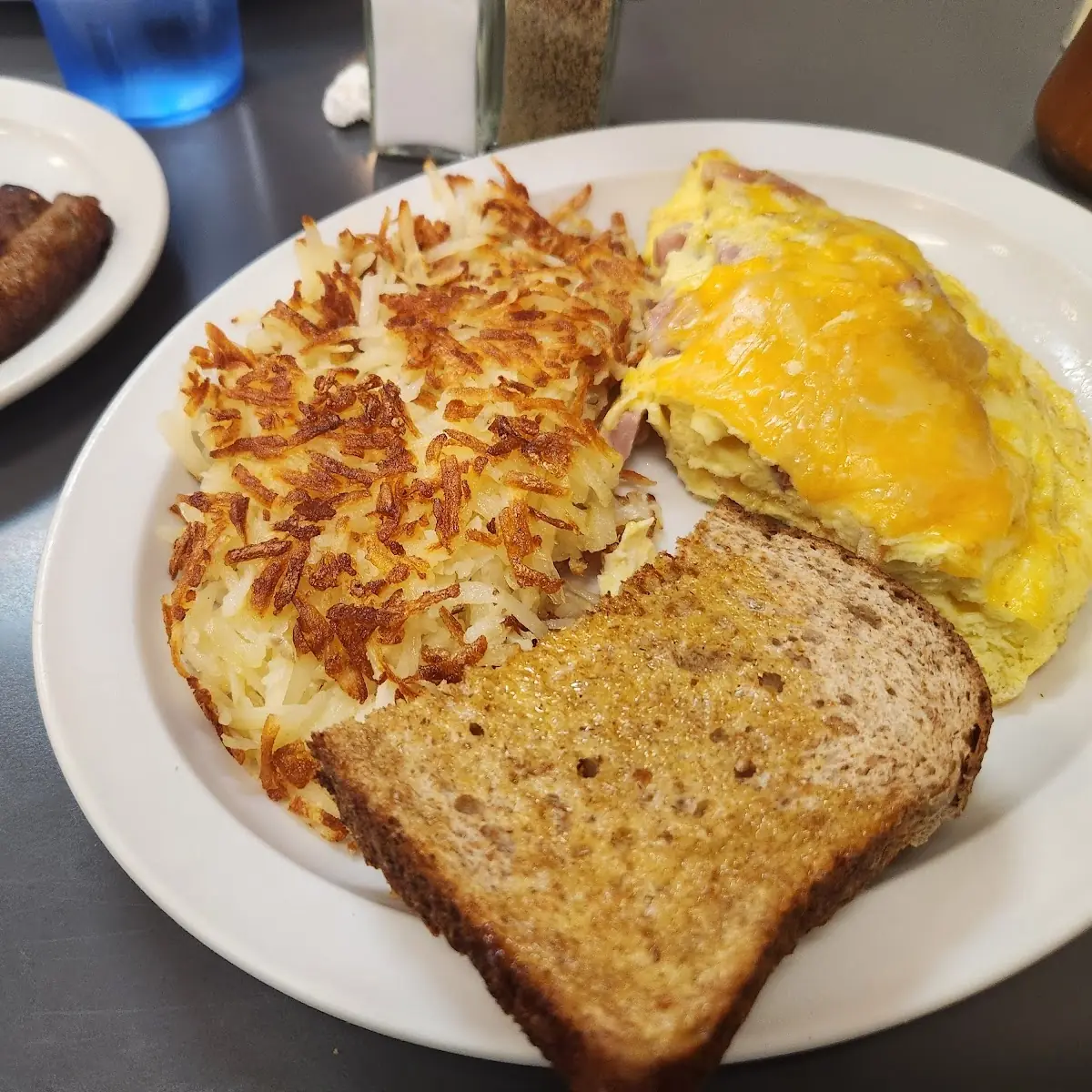 Ham and Cheese Omelette with Wheat Toast