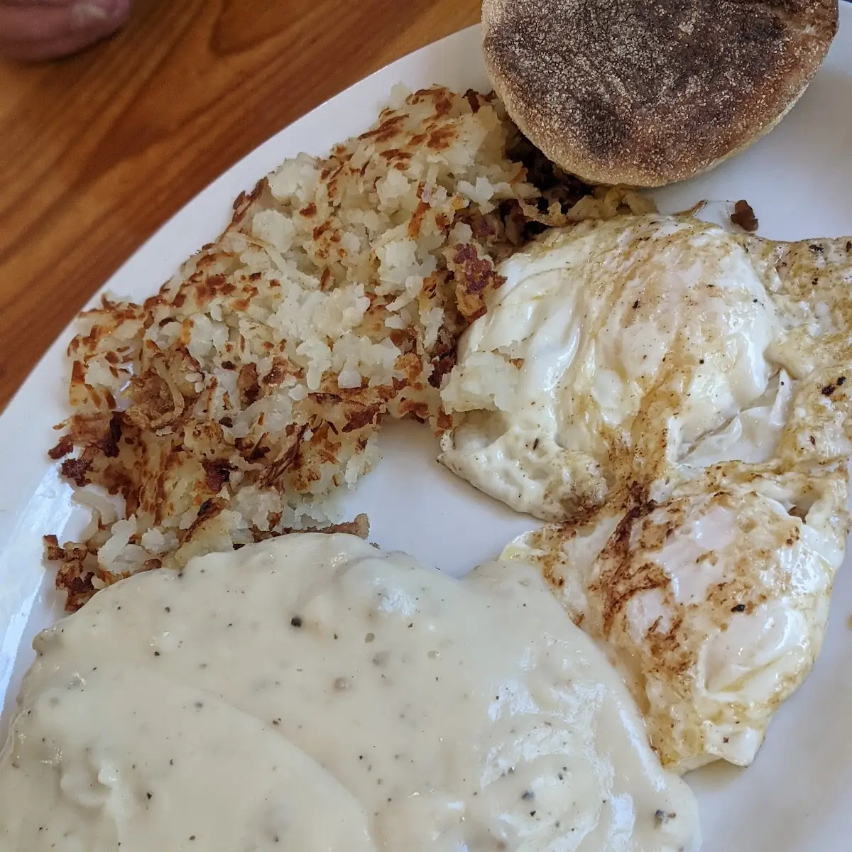 Biscuit & Gravy Hash Browns & Two Eggs