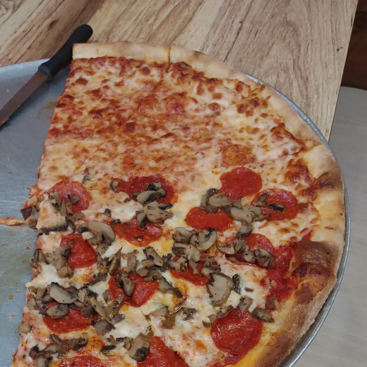 Half Cheese Half Pepperoni Mushroom Pizza