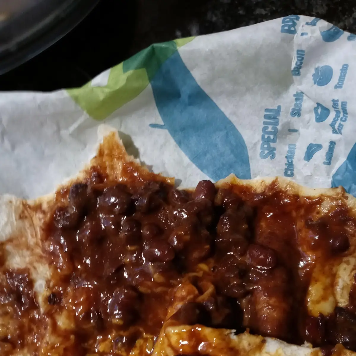 Bean and Cheese Burrito Burnt Refried Beans