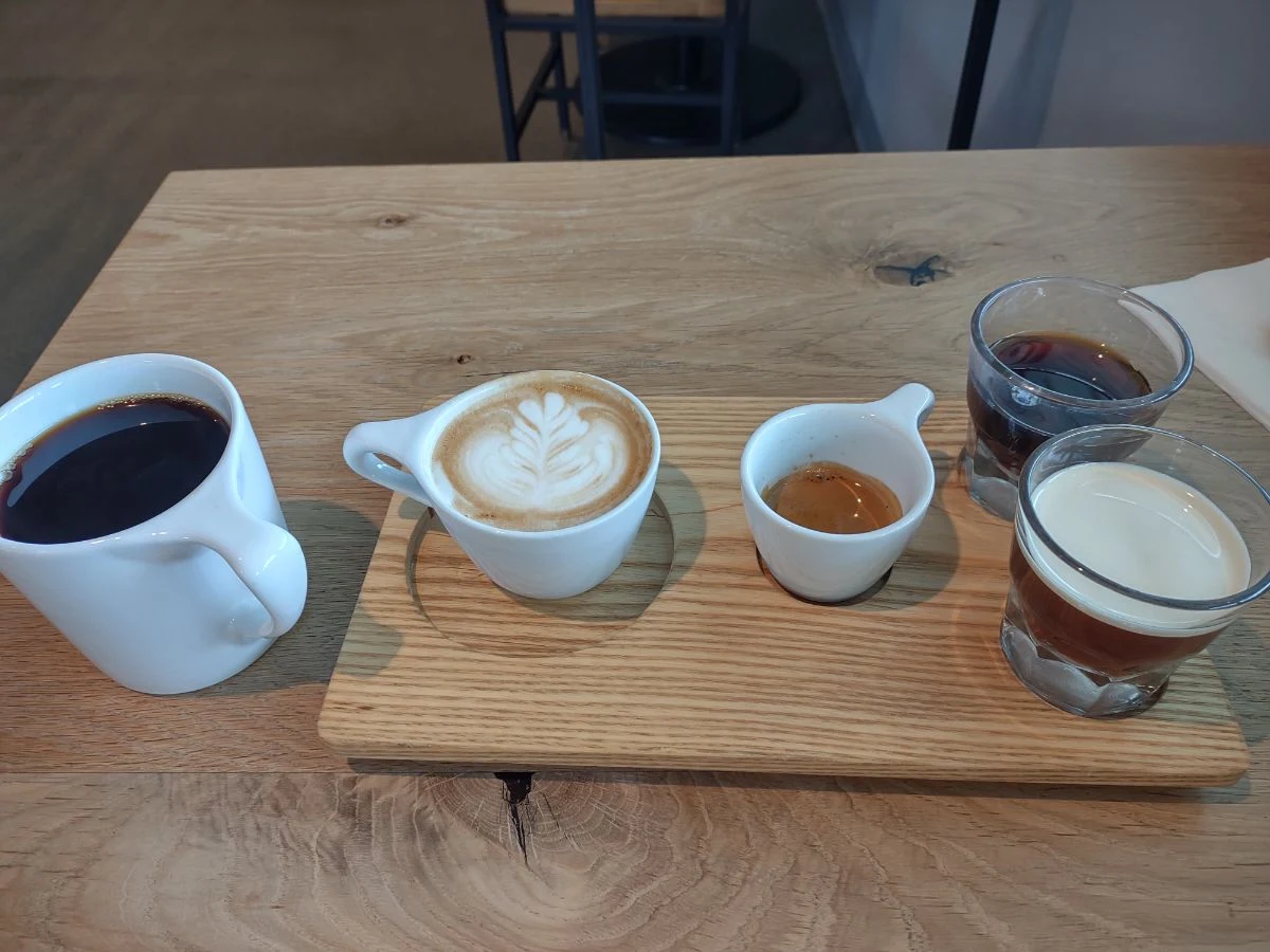 Coffee Flight and Dark Roast Drip Coffee