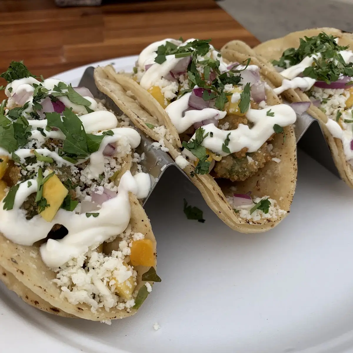 Fried Avocado Tacos with Mango Jalapeño Salsa