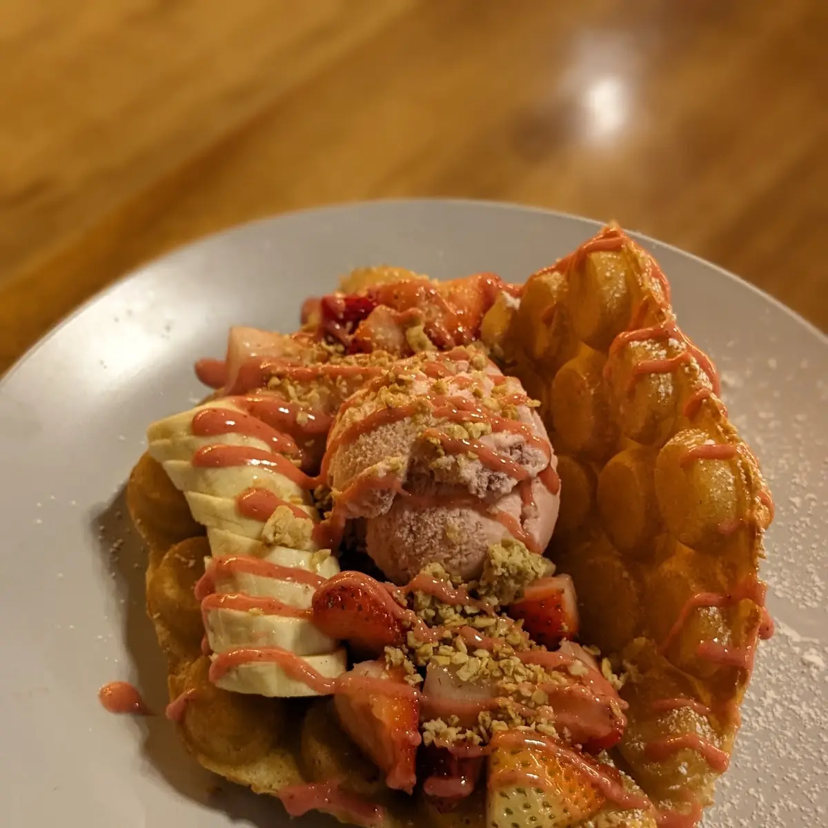 Strawberry Banana Bubble Waffle