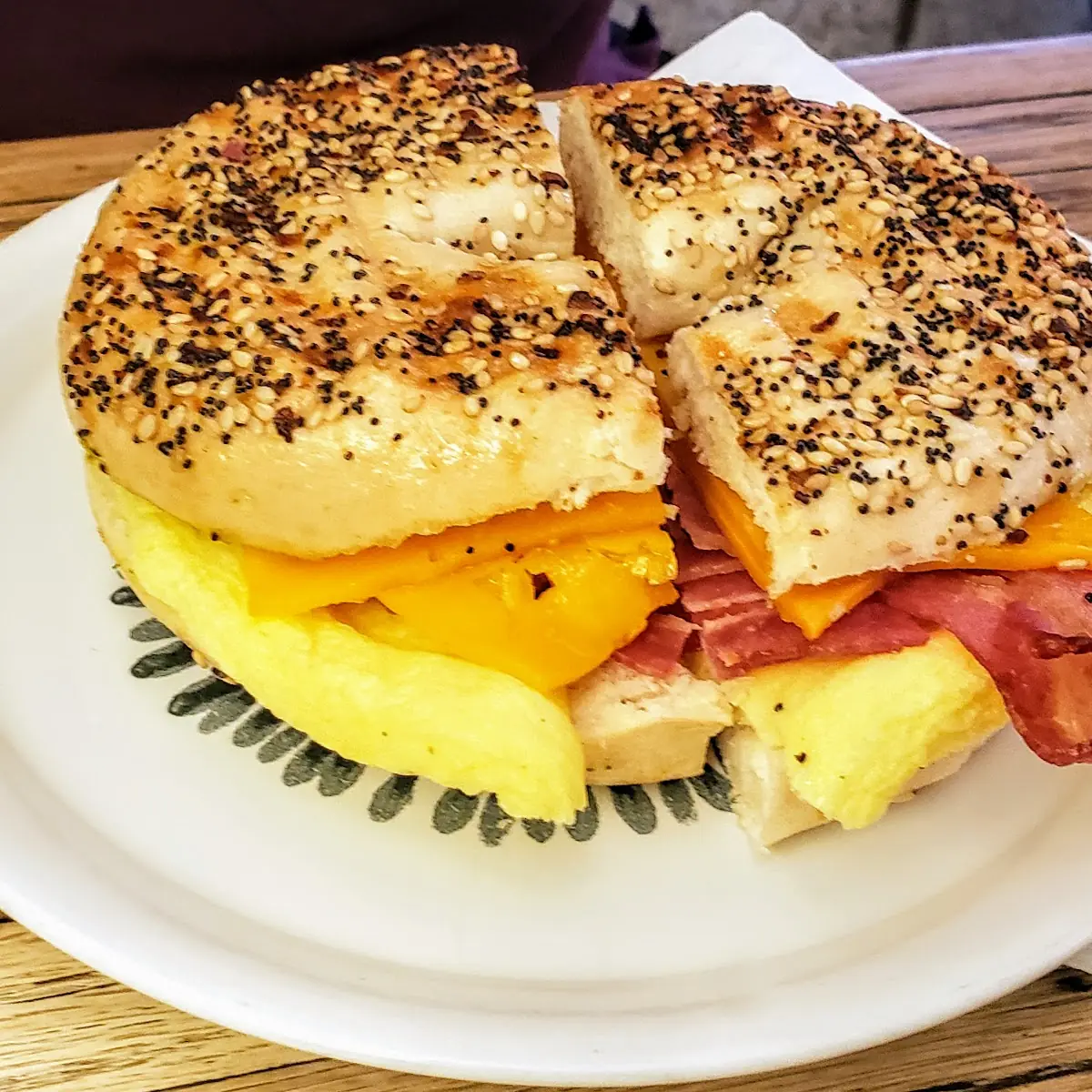 Ham Egg and Cheese Bagel