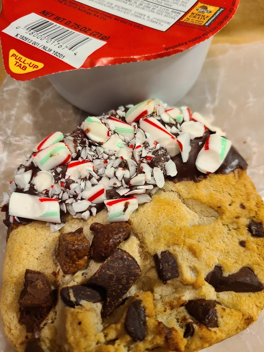 Chocolate Chip Cookie with Crushed Peppermint Sticks