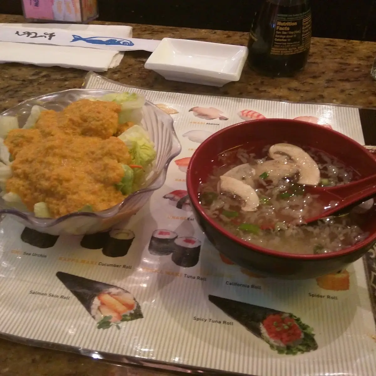 Clear Soup and Salad with Ginger Dressing