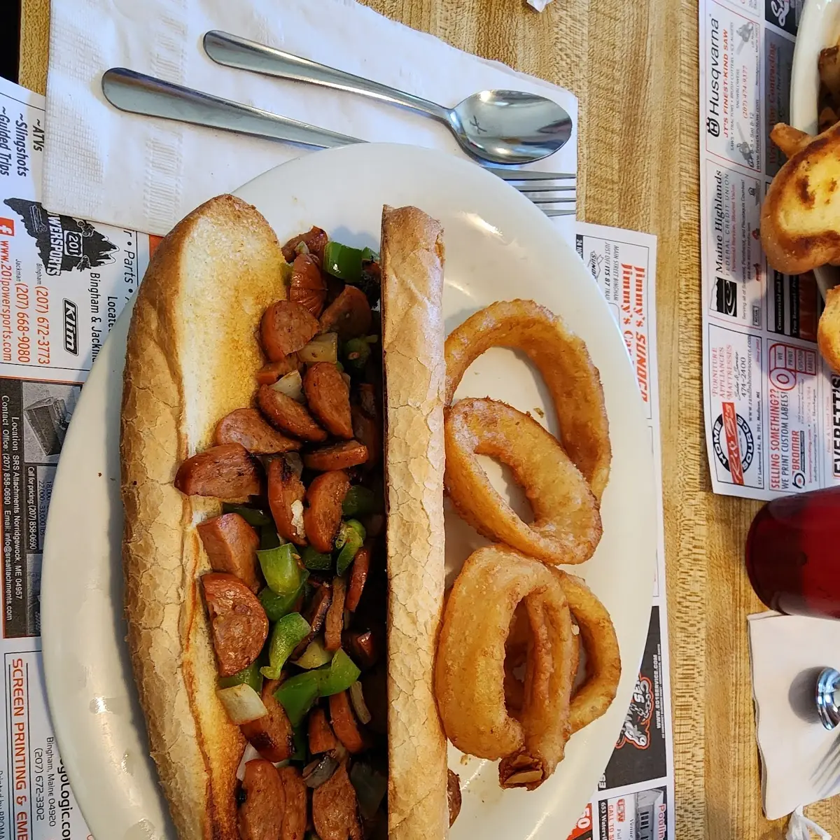 Sausage Sub with Onion Rings