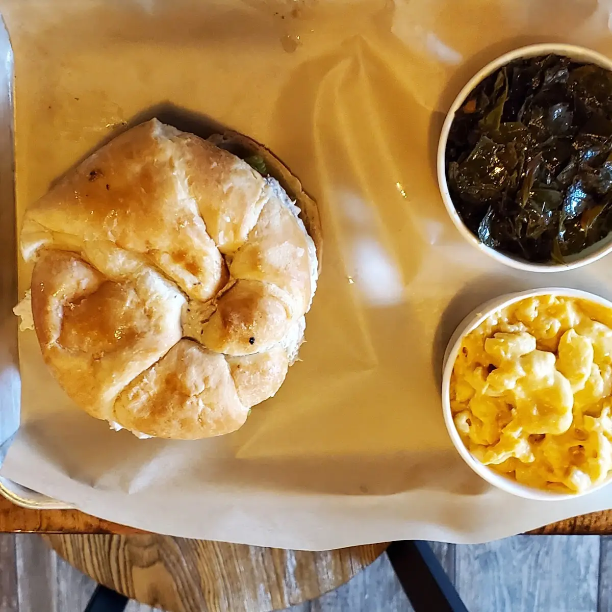 Chicken Salad Sandwich Color Greens Mac and Cheese