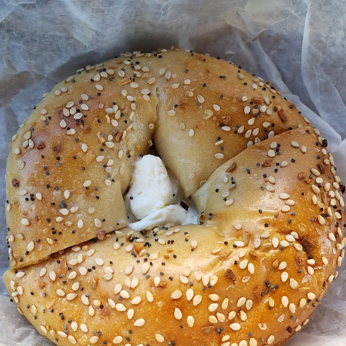 Garlic Bagel with Veg Cream Cheese