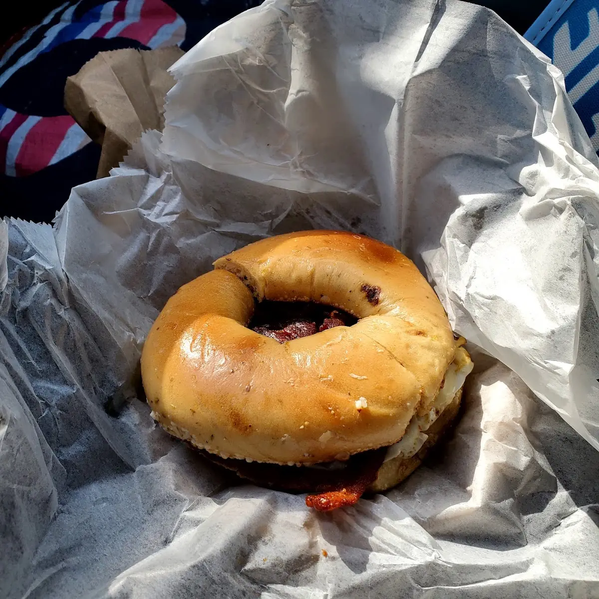 Sun Dried Tomato Bagel Bacon Egg and Cheese