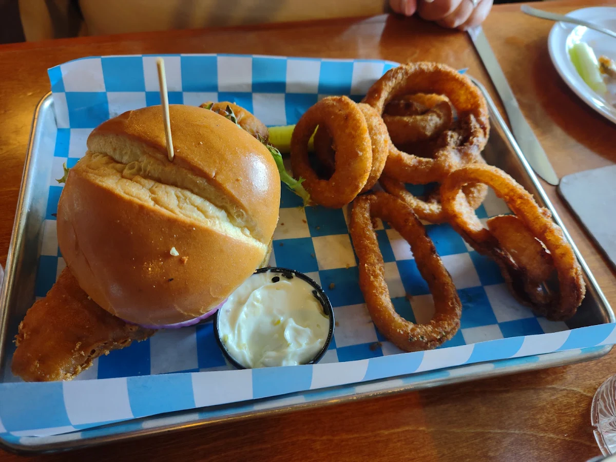 Fish Sandwich with Onion Rings