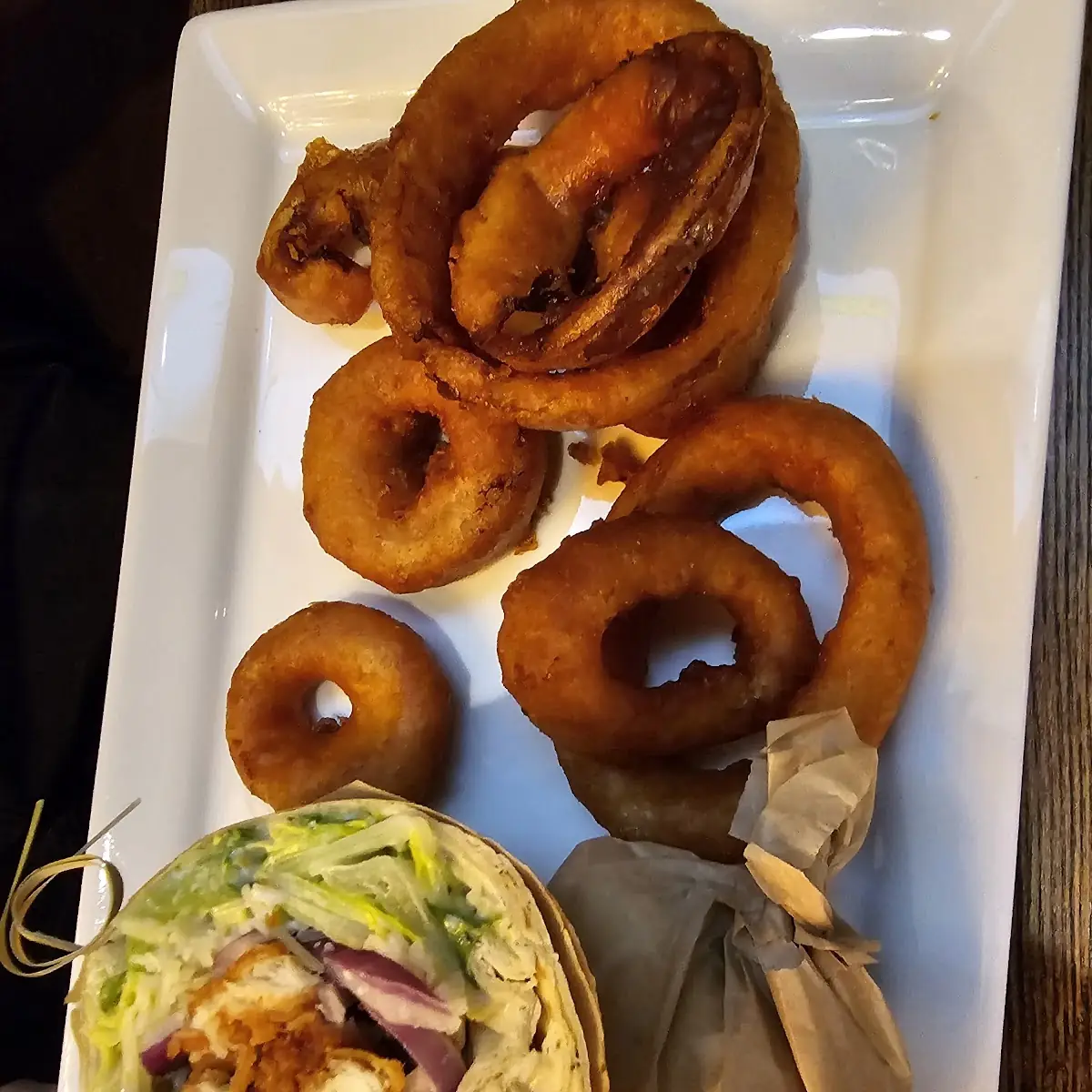 Chicken Caesar Wrap with Onion Rings