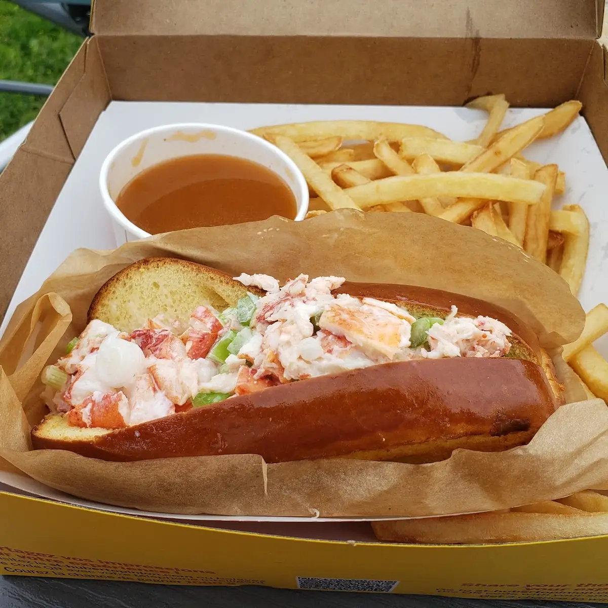 Lobster Roll w Fries Coleslaw and Sauce