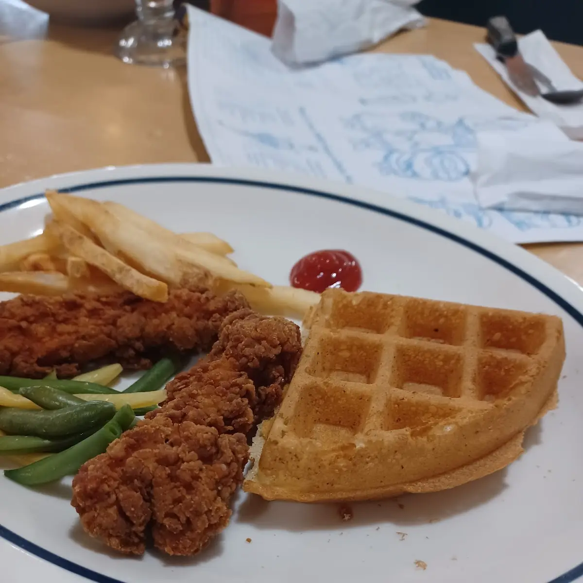Waffle and Chicken Strip Dinner