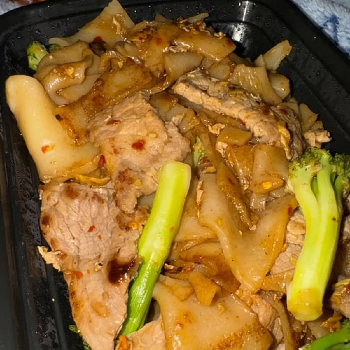 Spicy Stir Fried Wide Rice Noodles