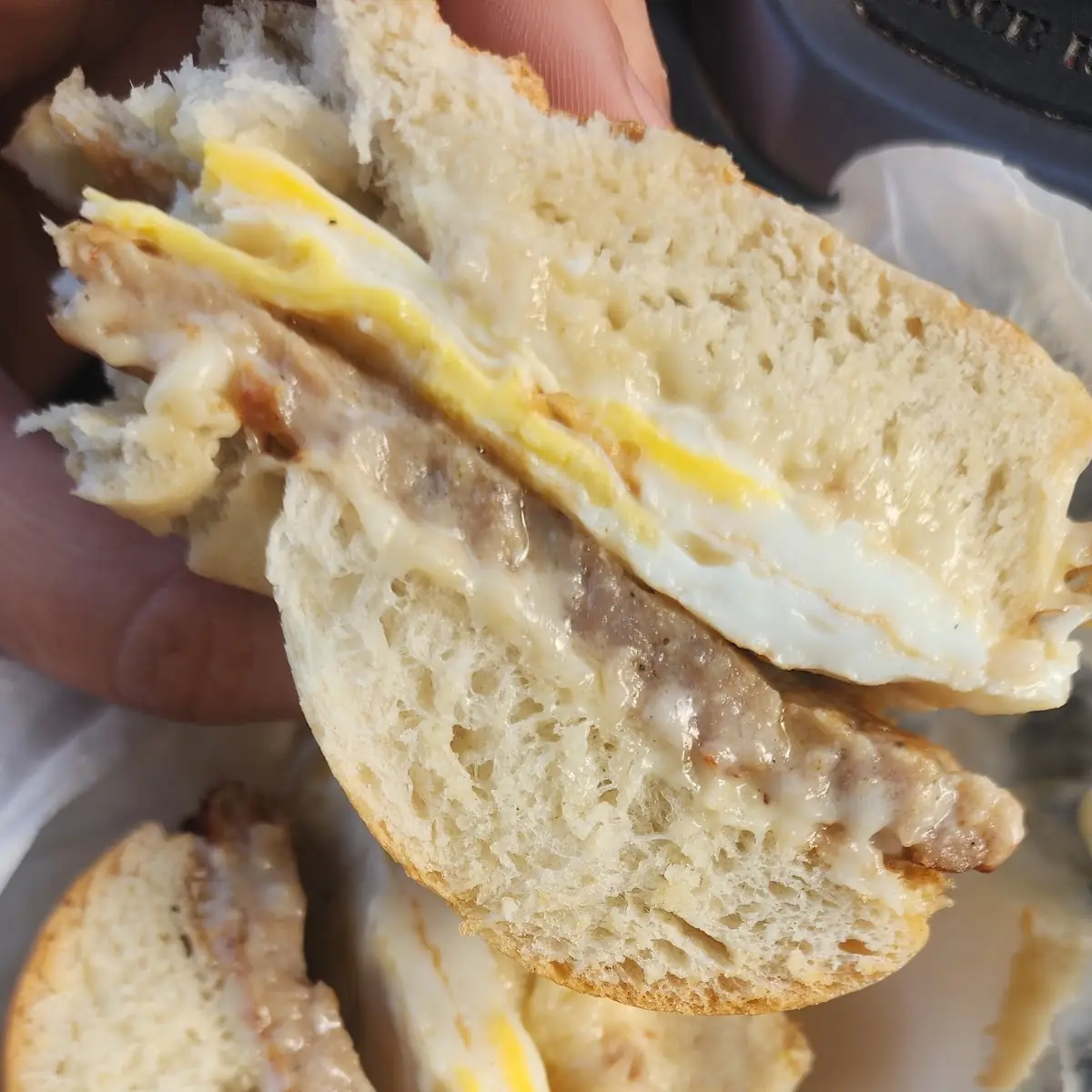 Sausage Egg and Cheese Sandwich on Bagel