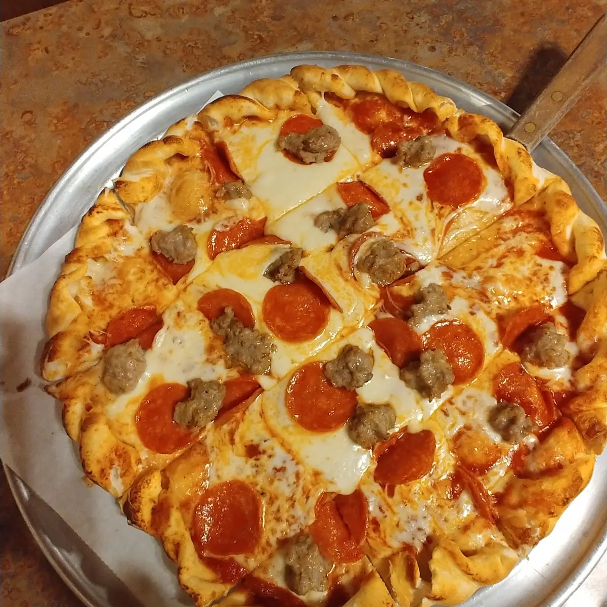 Sausage and Pepperoni Pizza