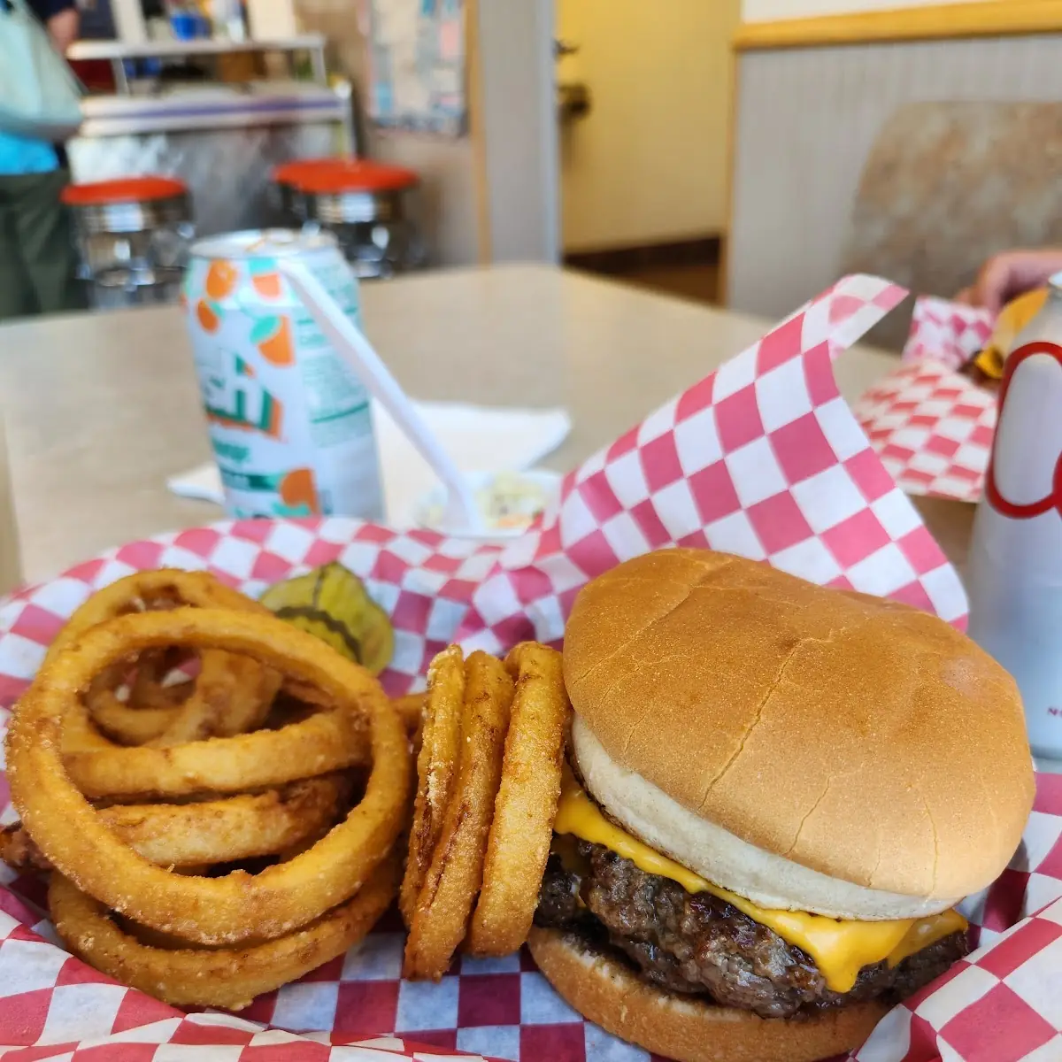 Double Cheeseburger with Onion Rings
