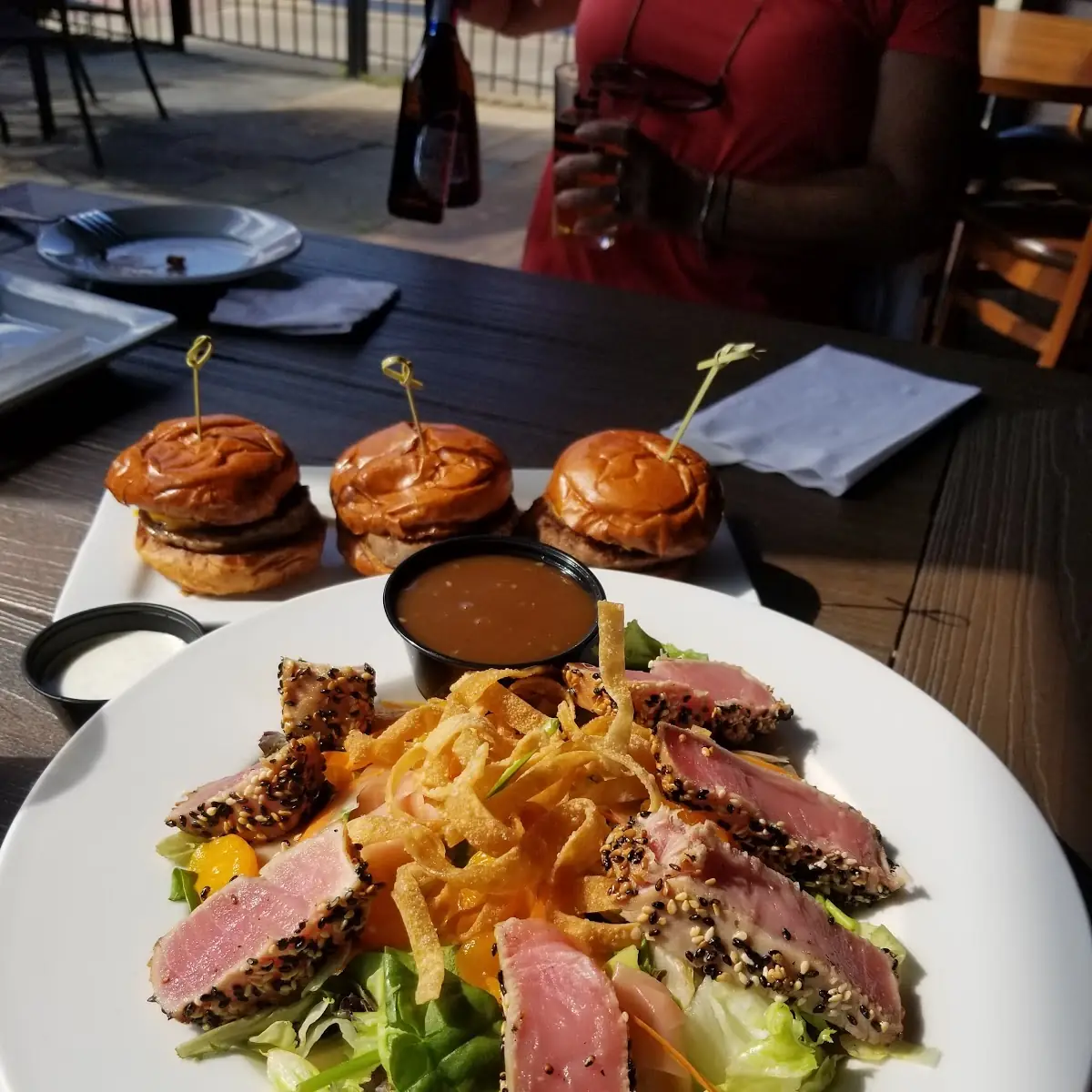 Seared Ahi Salad and Mini Burgers
