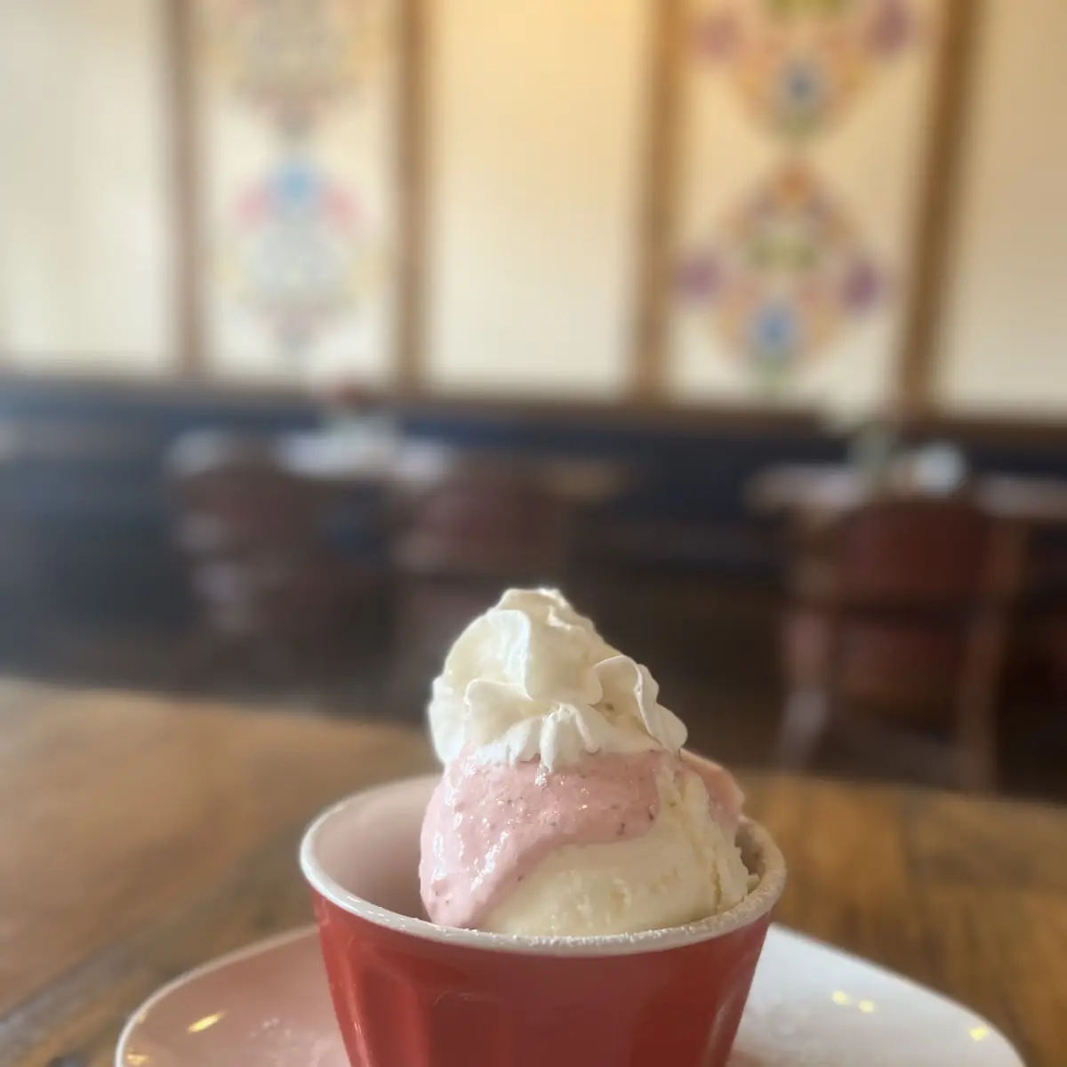 Vanilla Ice Cream with Strawberry Sauce